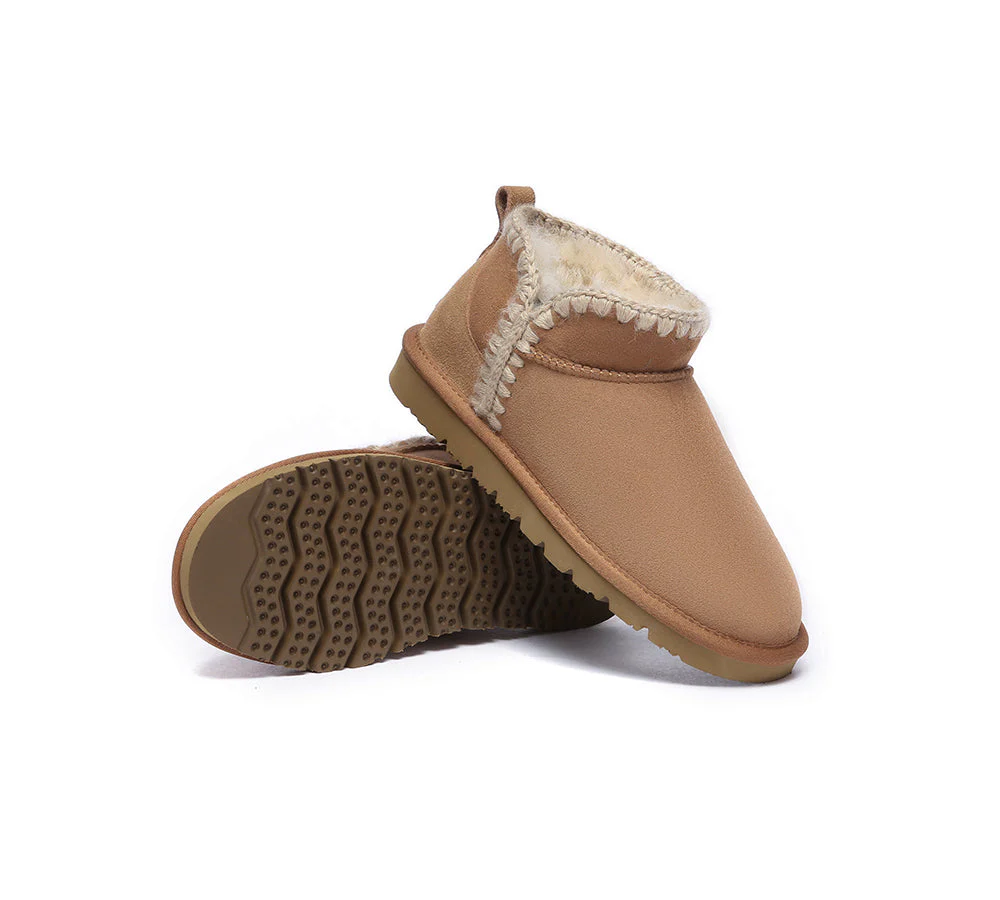 EVERAU? UGG Boots Women Sheepskin Wool Ankle Mini Brooklyn