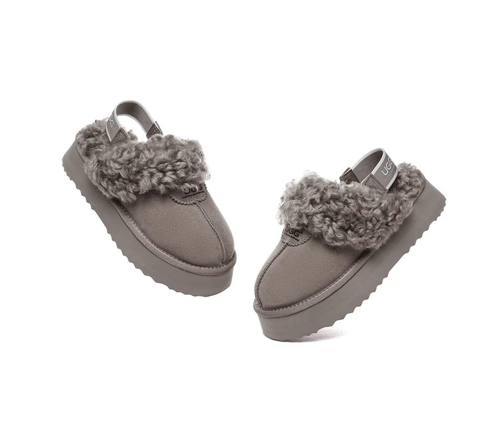 AUSTRALIAN SHEPHERD? 2-Way Style UGG Slippers Women Removable Strap Slingback Platform Waffle Curly