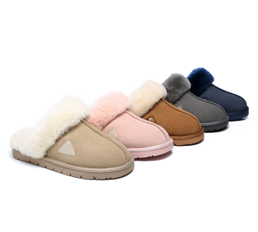 EVERAU? UGG Slippers Premium Sheepskin Wool Scuff Muffin