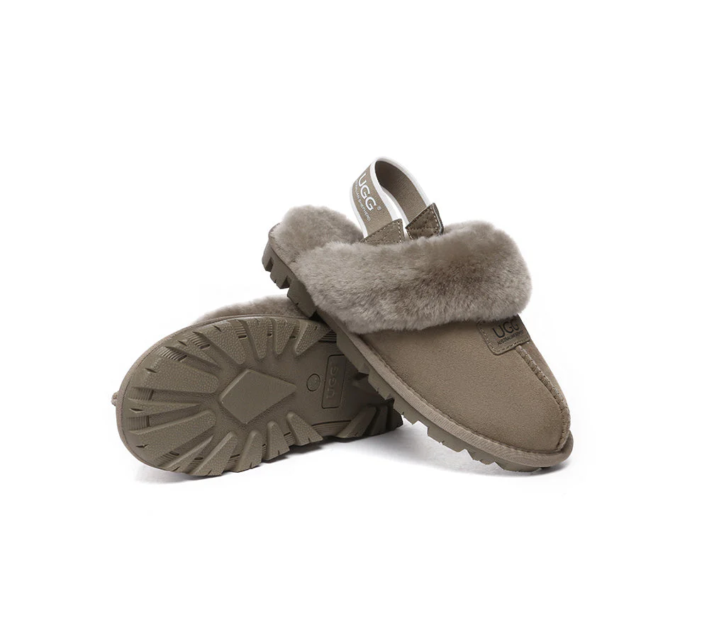 AUSTRALIAN SHEPHERD? 2-Way Style UGG Slippers Sheepskin Wool Removable Strap Slingback Suzie ll