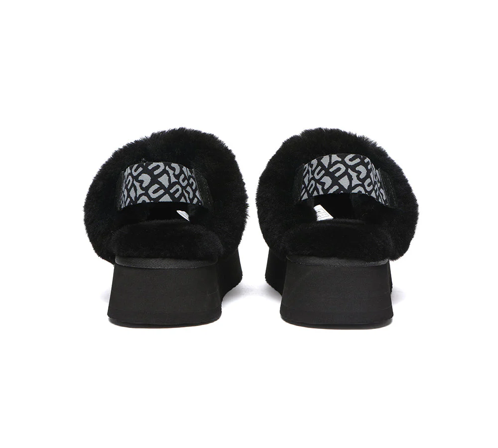 EVERAU? UGG Women Removable Strap Slingback Platform Slippers Forever