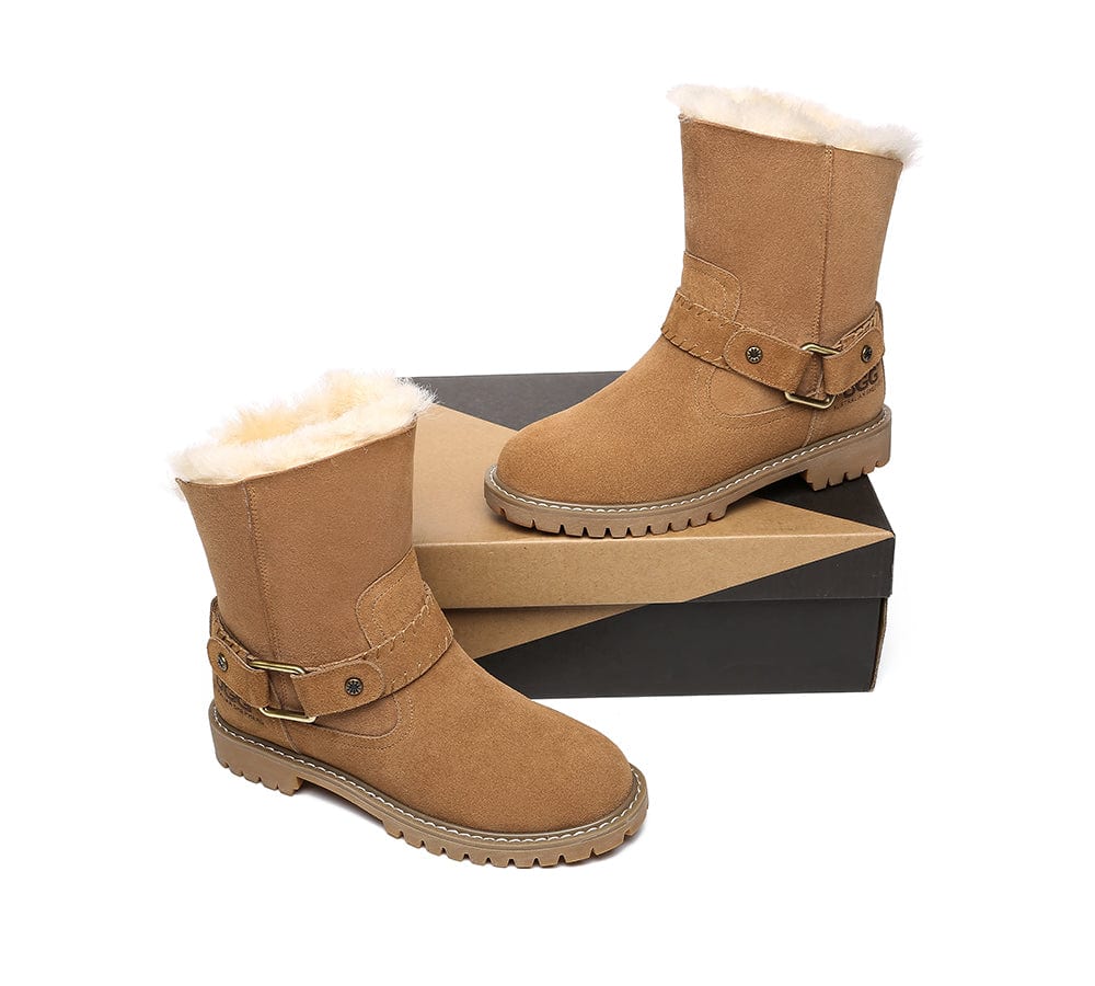 AUSTRALIAN SHEPHERD? UGG Boots Women Sheepskin Wool Mid Calf Sarah
