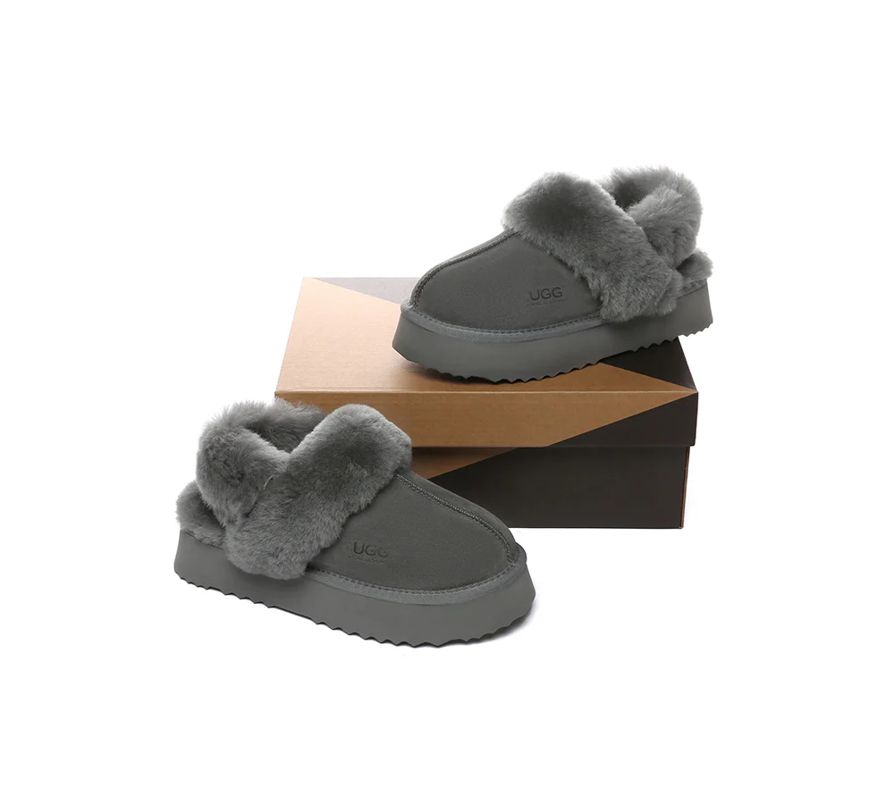 AUSTRALIAN SHEPHERD? UGG Slippers Women Removable Wool Strap Slingback Platform Musa