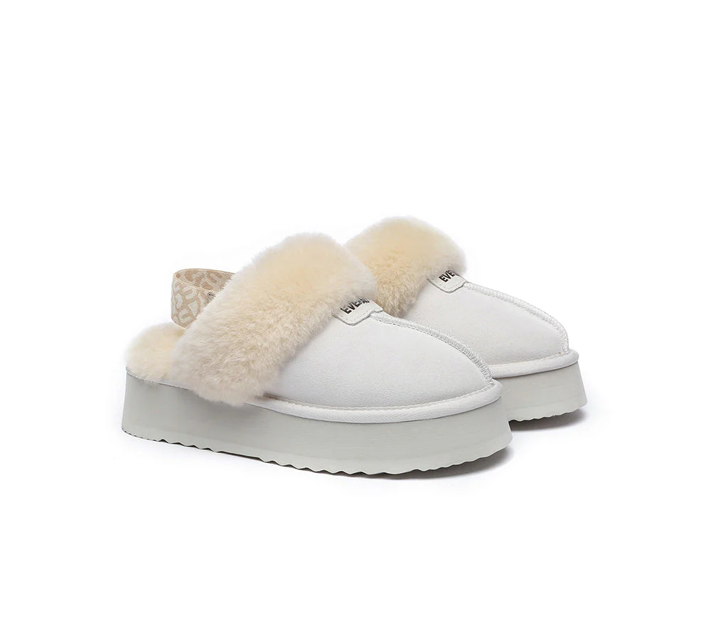 EVERAU? UGG Women Removable Strap Slingback Platform Slippers Forever
