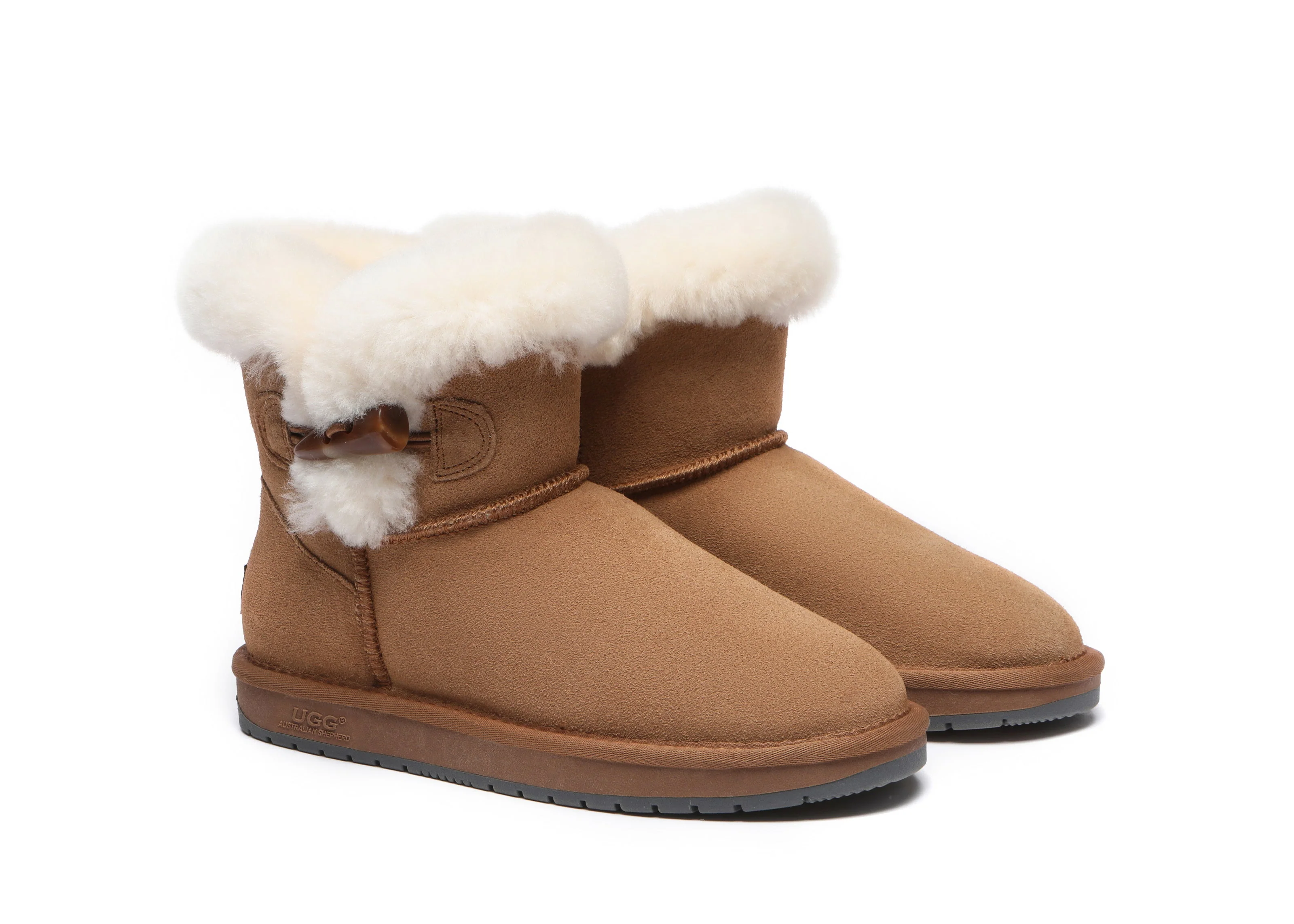 AUSTRALIAN SHEPHERD? UGG Boots Women Sheepskin Wool Horn Toggle Closure Mini Tiara