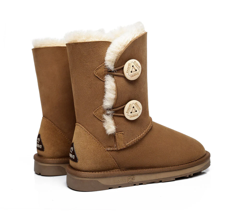 EVERAU? UGG Boots Sheepskin Wool Short Twin Button