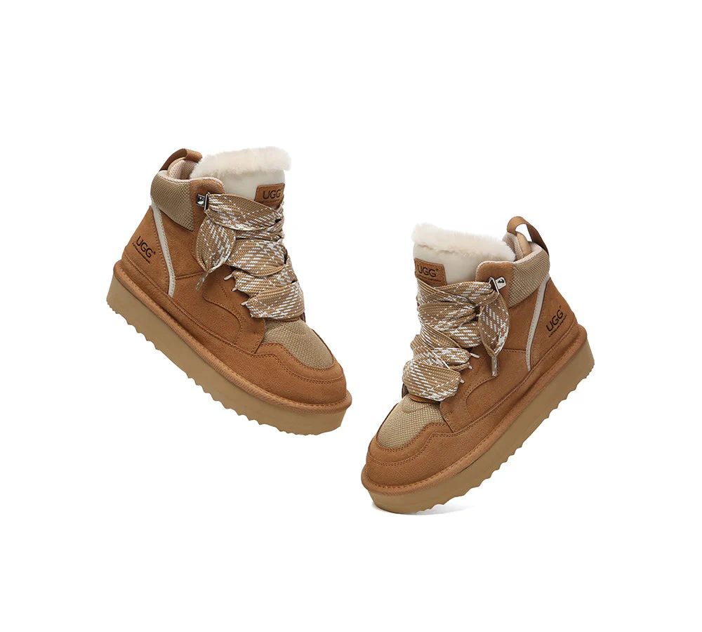 AUSTRALIAN SHEPHERD? UGG Boots Women Lace Up Ankle Platform Samir