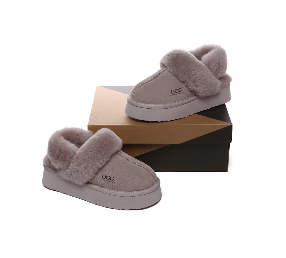 AUSTRALIAN SHEPHERD? UGG Slippers Women Removable Wool Strap Slingback Platform Musa