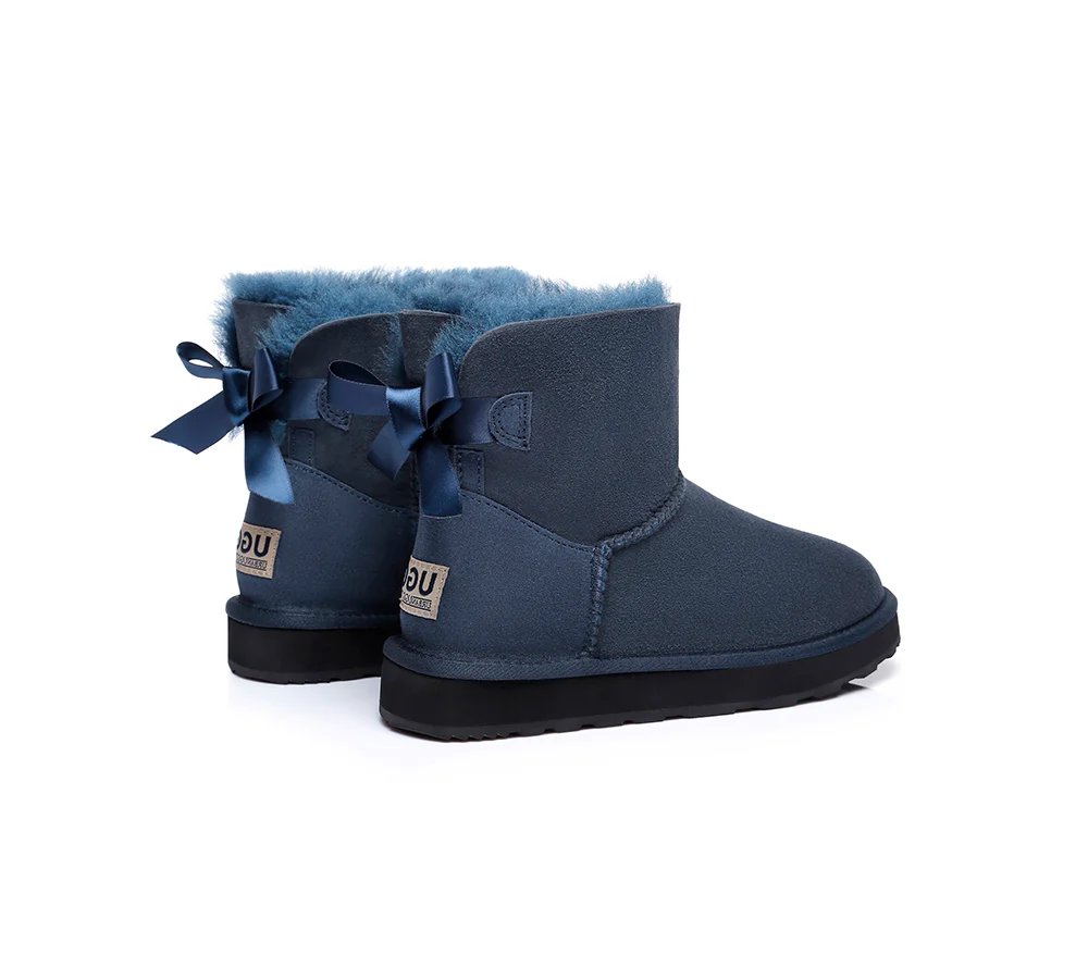 Urban UGG? UGG Boots Women Double faced Sheepskin Wool Mini Back Bow