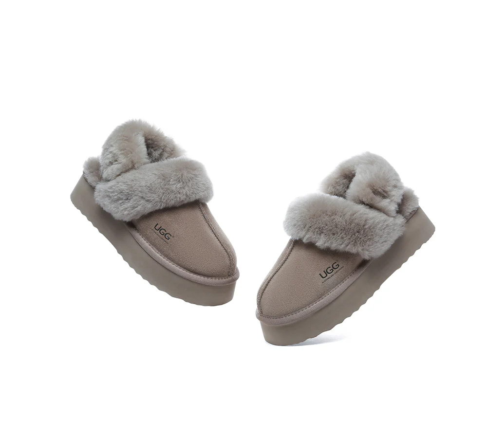 AUSTRALIAN SHEPHERD? UGG Slippers Women Removable Wool Strap Slingback Platform Musa