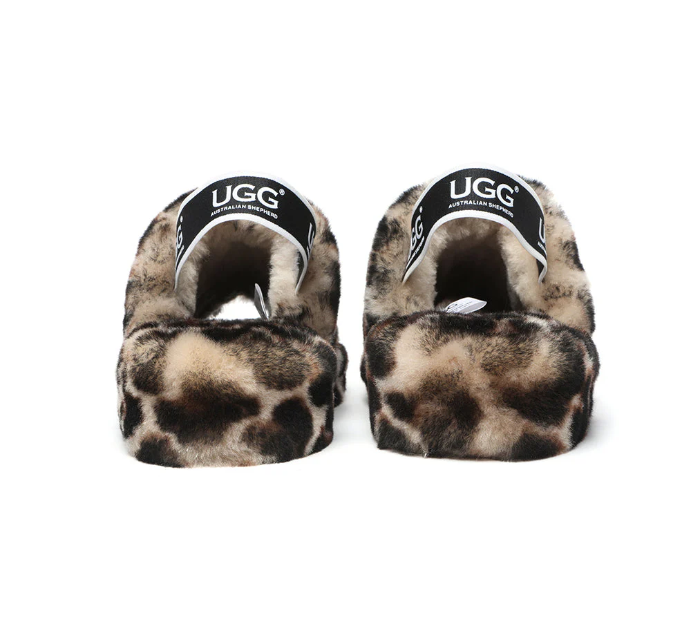 AUSTRALIAN SHEPHERD? UGG Women Slingback Leopard Print Fluffy Slides Pamela