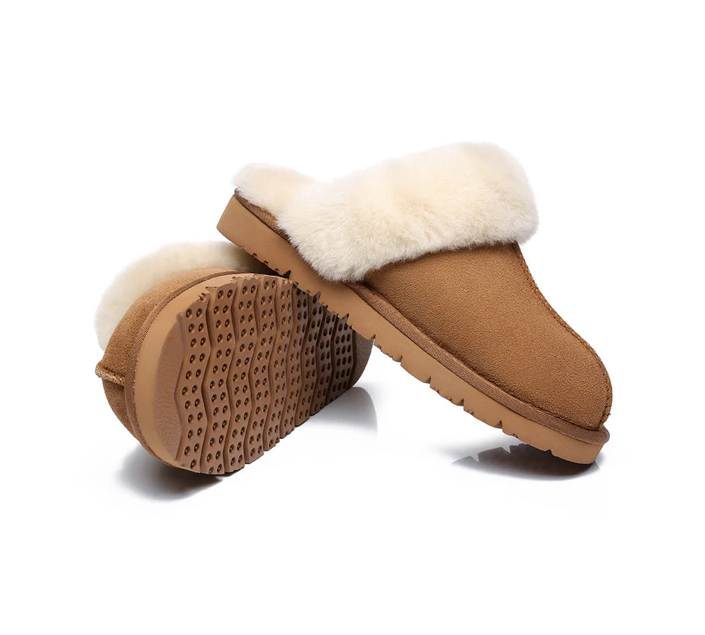 EVERAU? UGG Slippers Premium Sheepskin Wool Scuff Muffin
