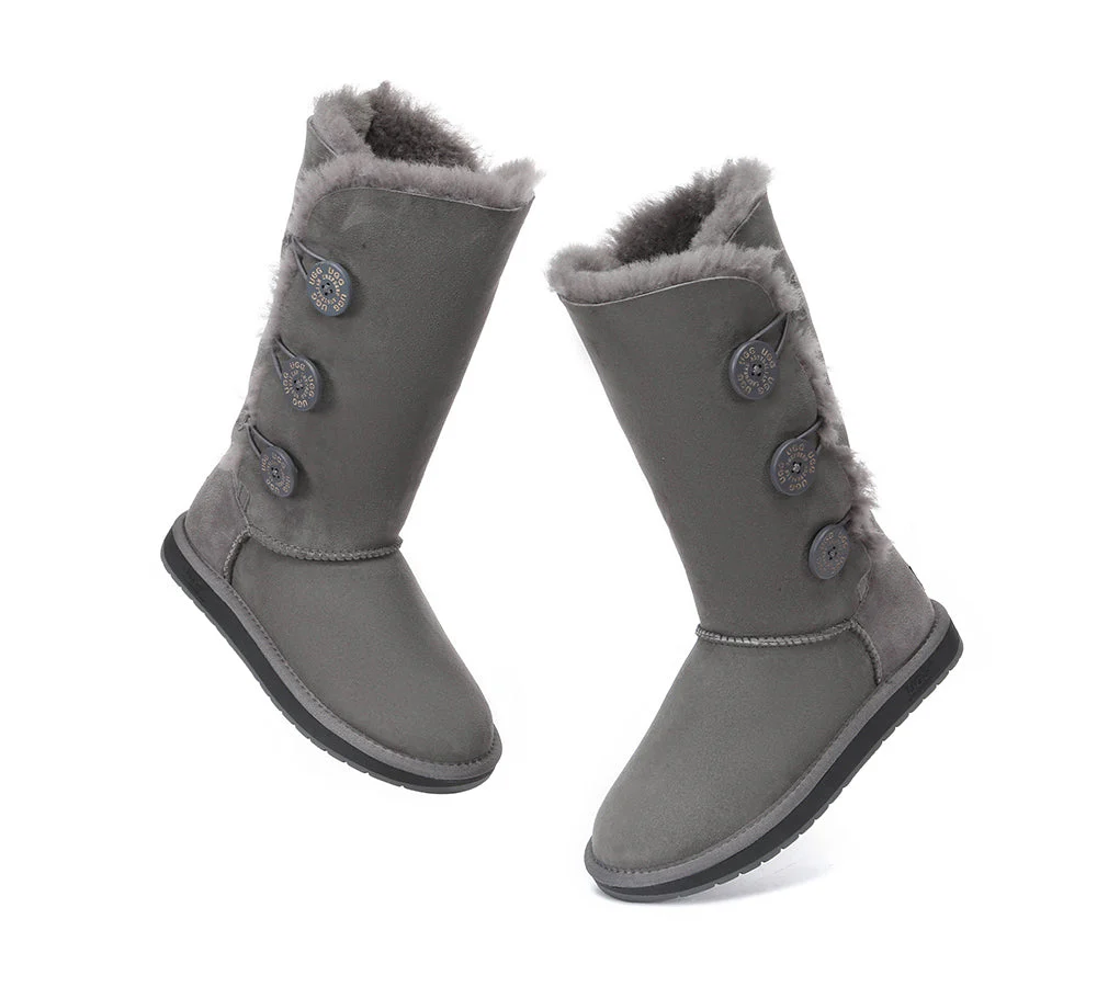 AUSTRALIAN SHEPHERD? UGG Boots Double Face Sheepskin Wool Tall Triple Button