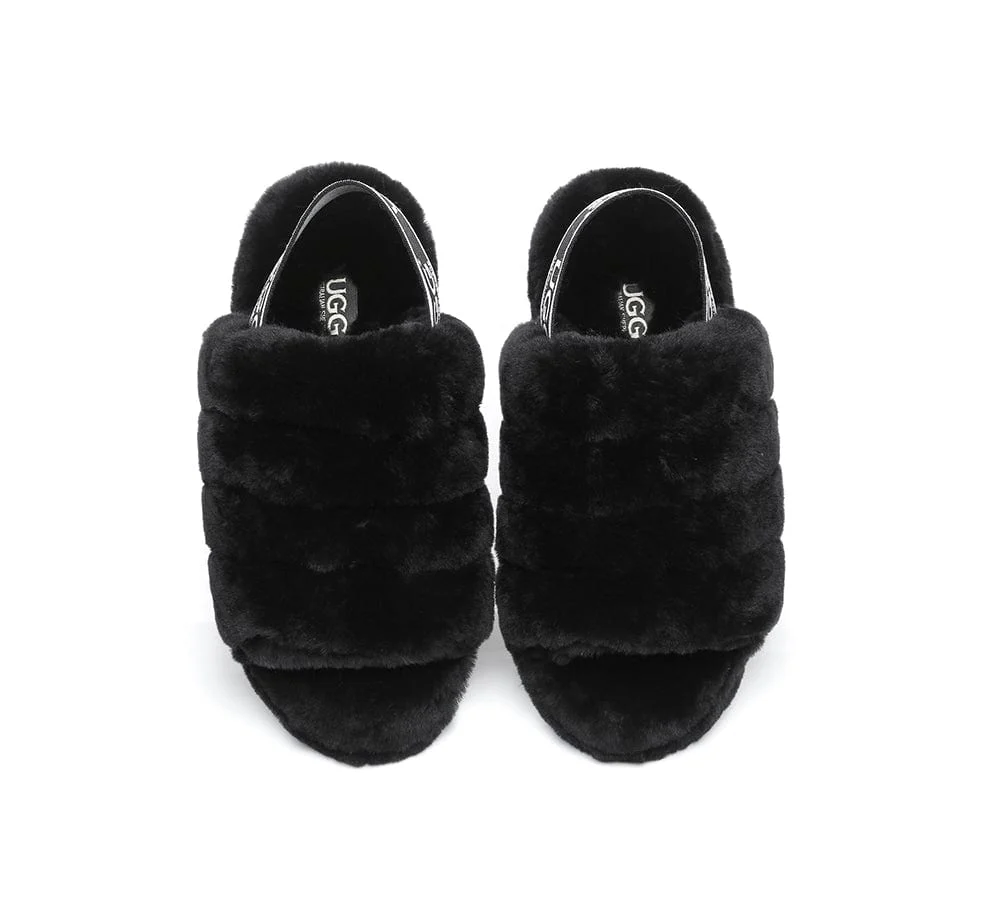 AUSTRALIAN SHEPHERD? UGG Women Slingback Fluffy Slides Puffy