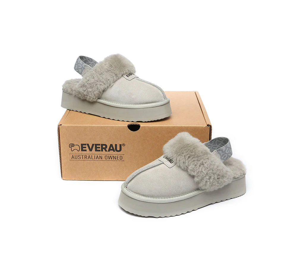 EVERAU? UGG Women Removable Strap Slingback Platform Slippers Forever