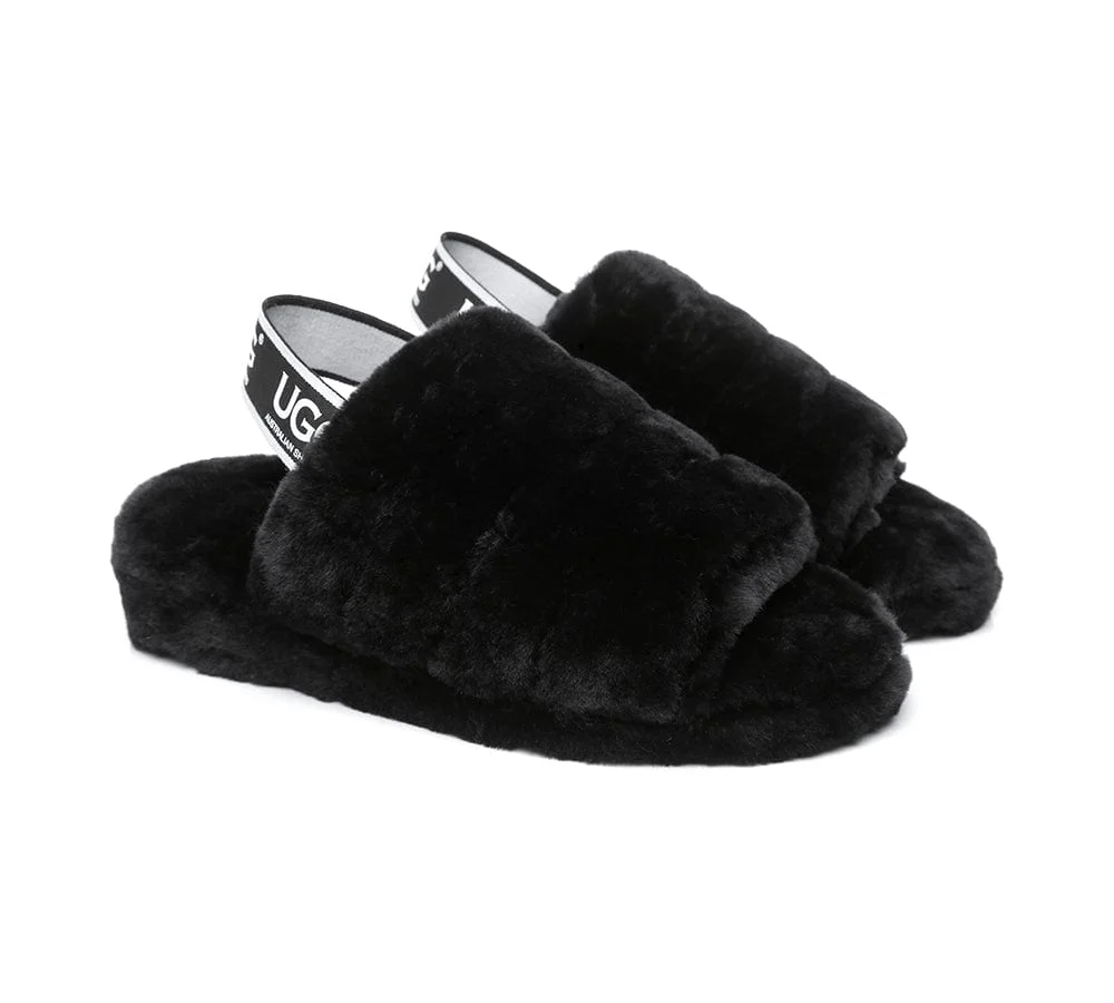 AUSTRALIAN SHEPHERD? UGG Women Slingback Fluffy Slides Puffy
