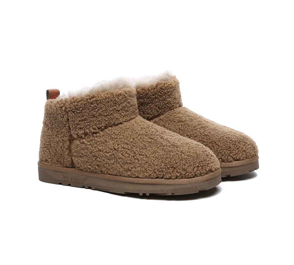 EVERAU? UGG Boots Sheepskin Wool Plush Ankle Ultra Teddycozy