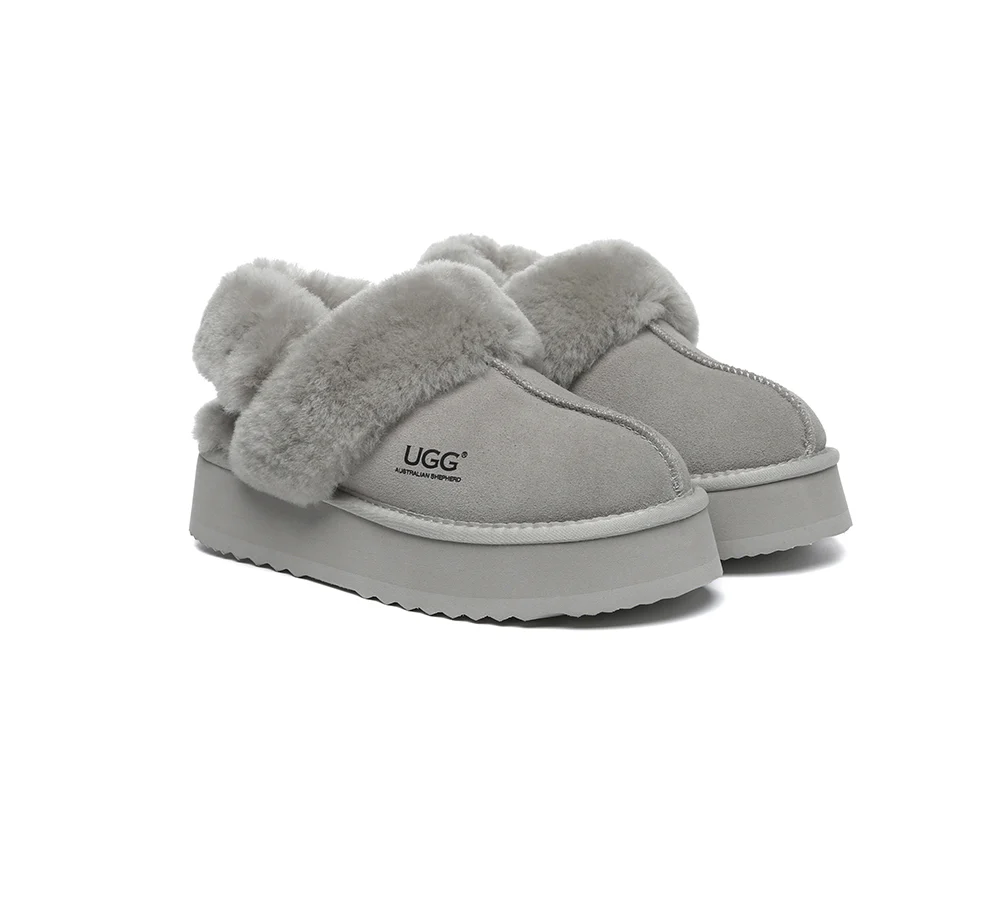 AUSTRALIAN SHEPHERD? UGG Slippers Women Removable Wool Strap Slingback Platform Musa