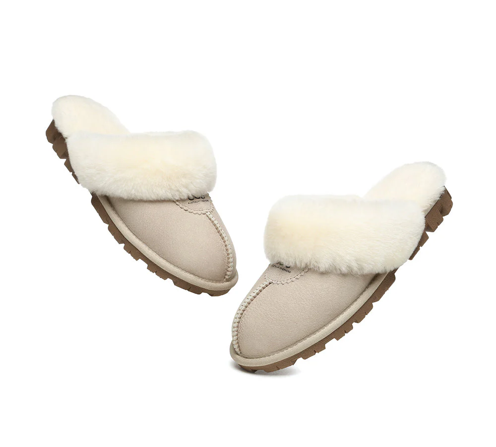 AUSTRALIAN SHEPHERD? UGG Slippers Double Face Sheepskin Wool Scuff Waffle
