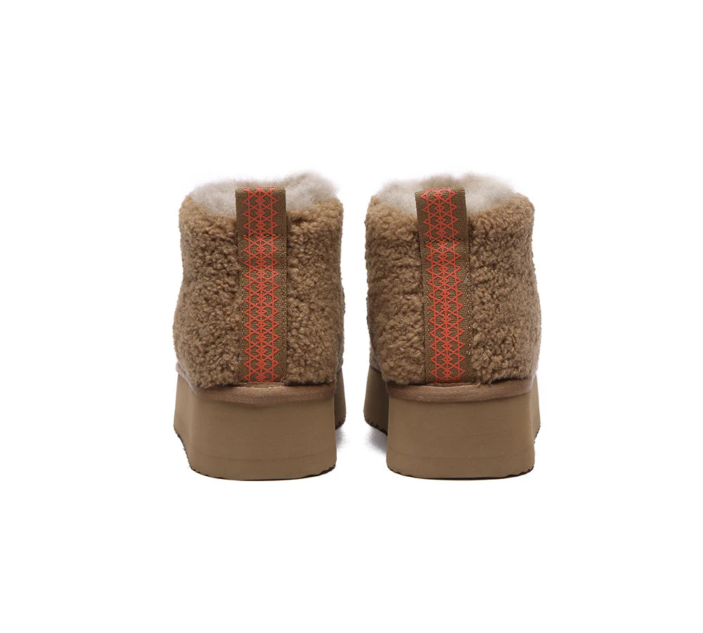 EVERAU? UGG Boots Sheepskin Wool Plush Ankle Ultra Platform Teddycozy