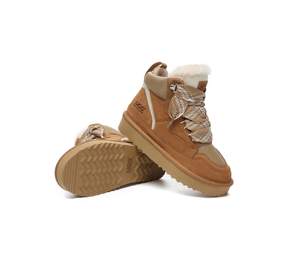 AUSTRALIAN SHEPHERD? UGG Boots Women Lace Up Ankle Platform Samir