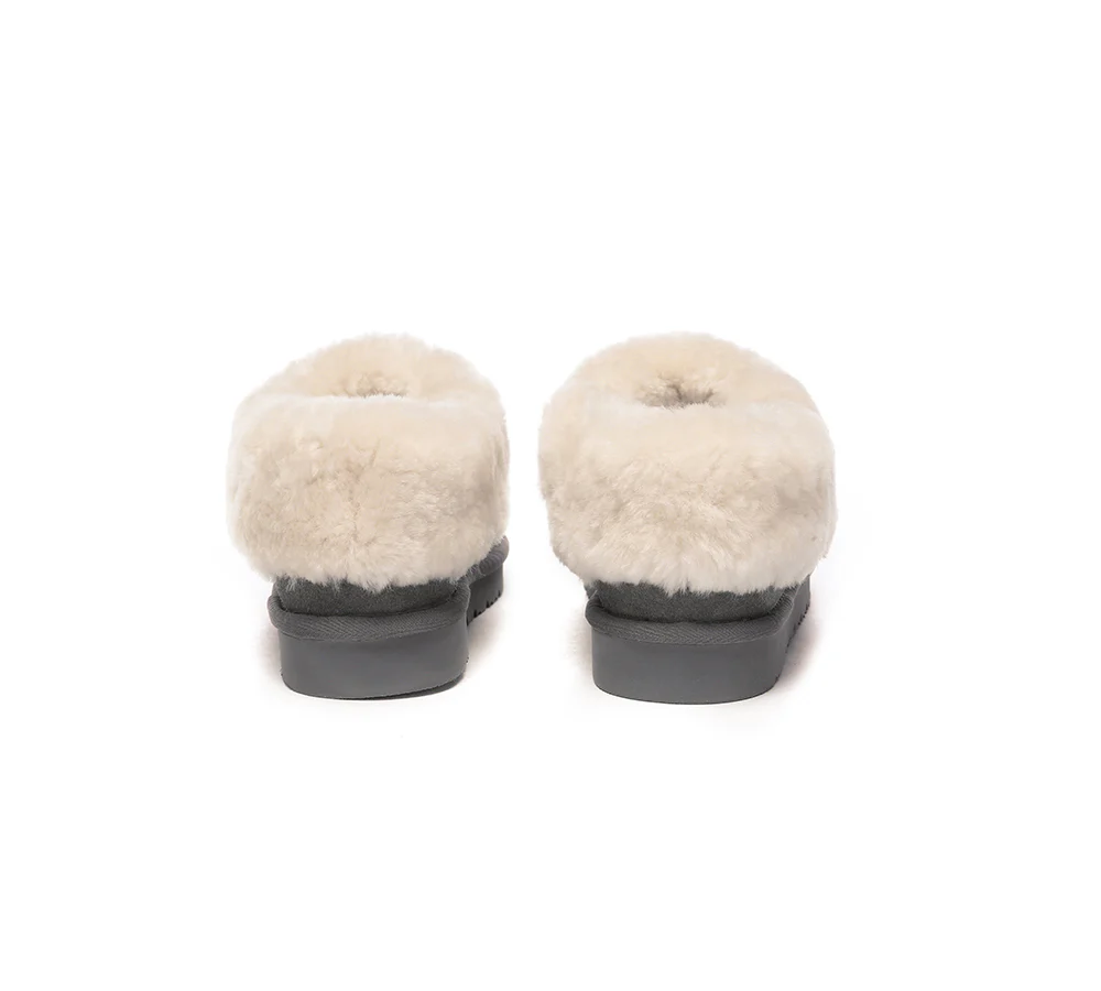 EVERAU? UGG Slippers Sheepskin Wool Suede Ankle Homey