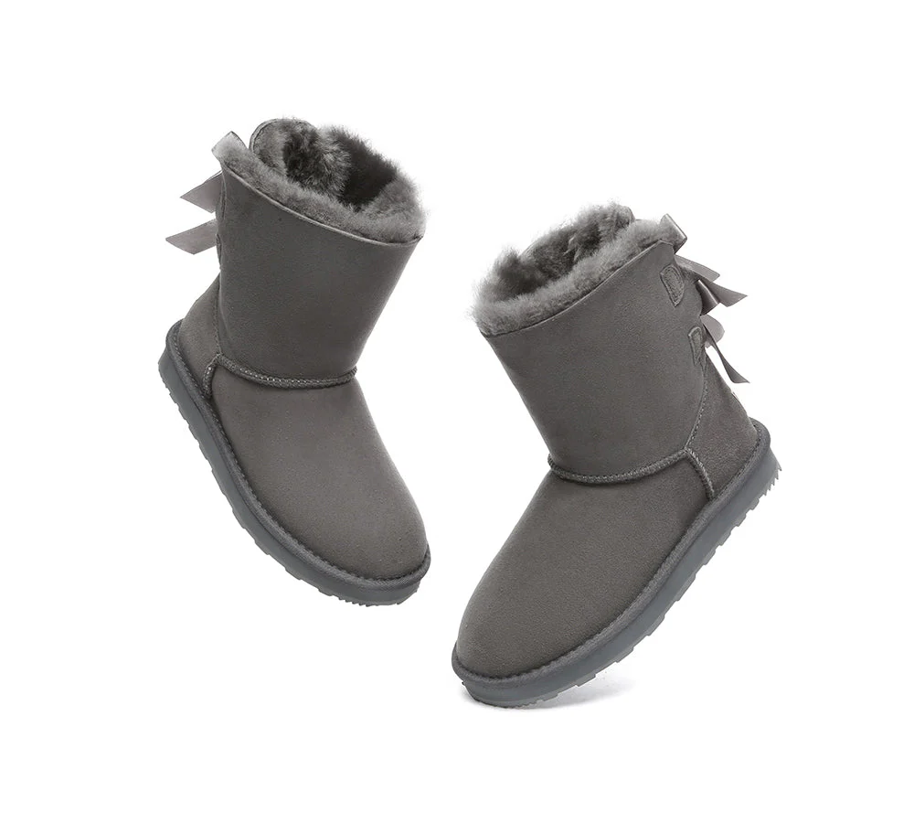 Urban UGG? UGG Boots Women Double faced Sheepskin Wool Short Back Bow