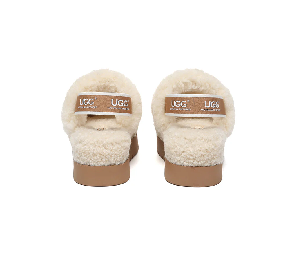 AUSTRALIAN SHEPHERD? UGG Women Double Strap Slingback Platform Fluffy Slides Lyam