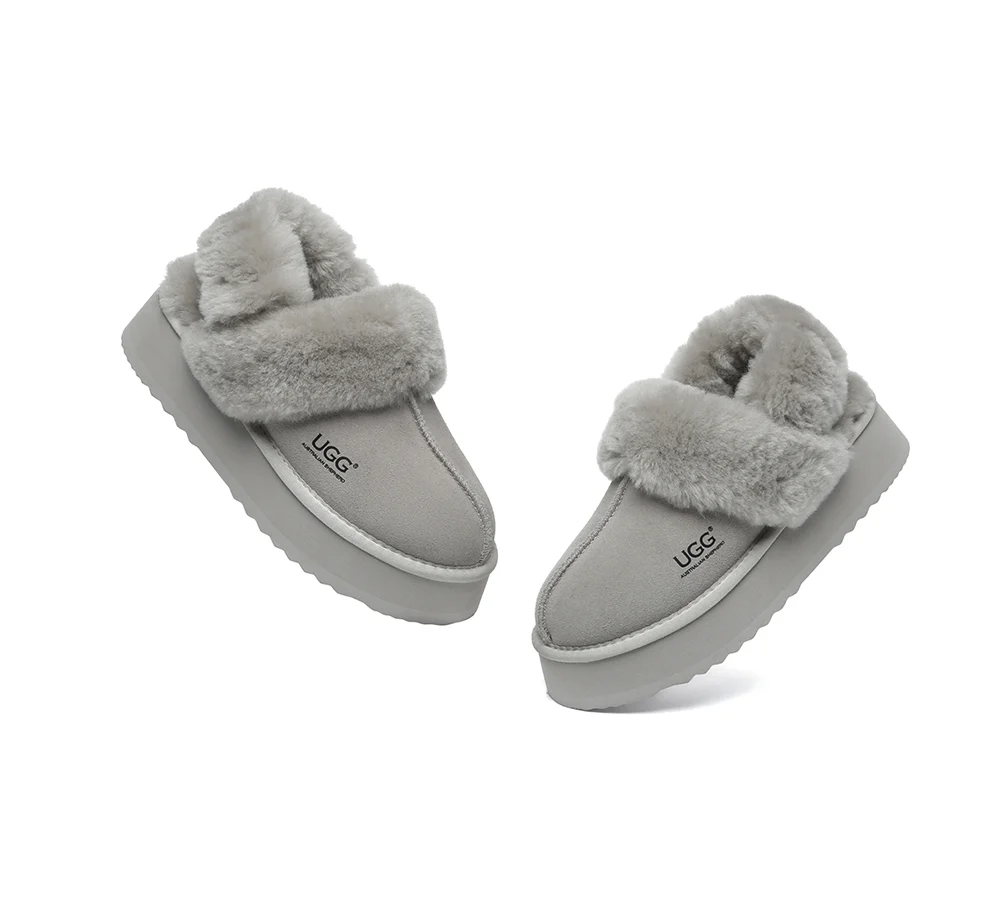 AUSTRALIAN SHEPHERD? UGG Slippers Women Removable Wool Strap Slingback Platform Musa