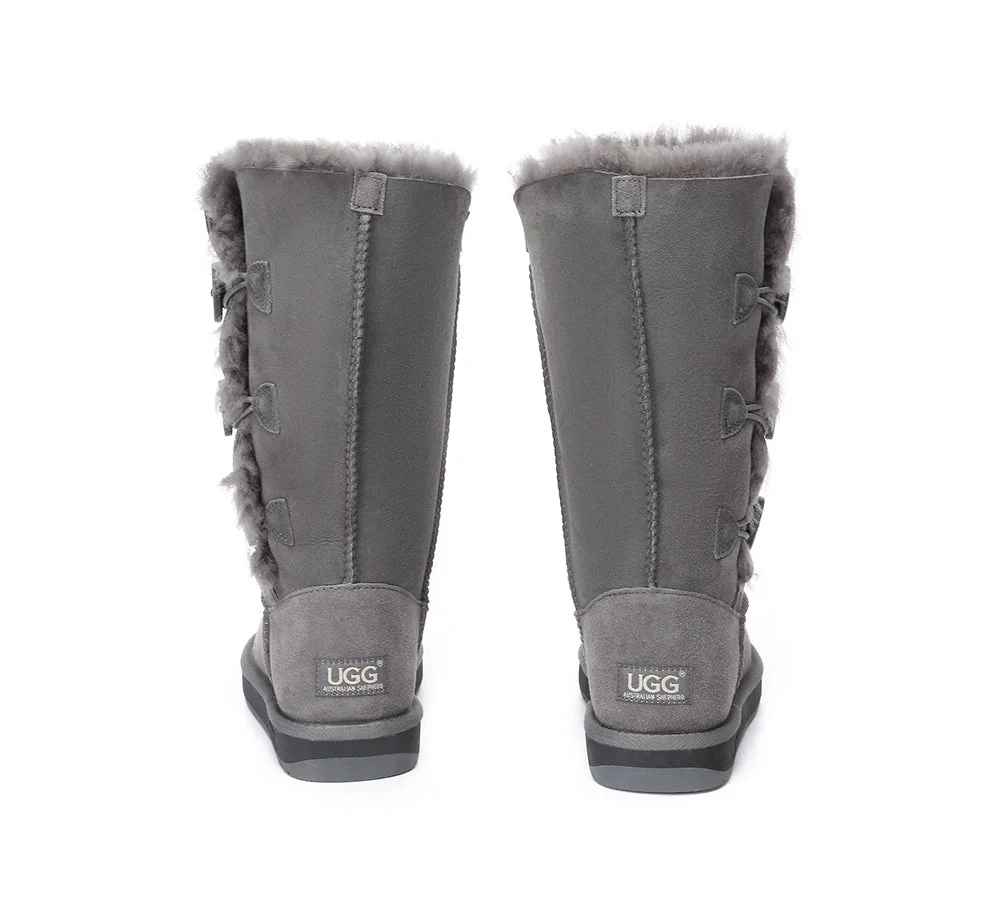 AUSTRALIAN SHEPHERD? UGG Boots Double Face Sheepskin Wool Tall Triple Button
