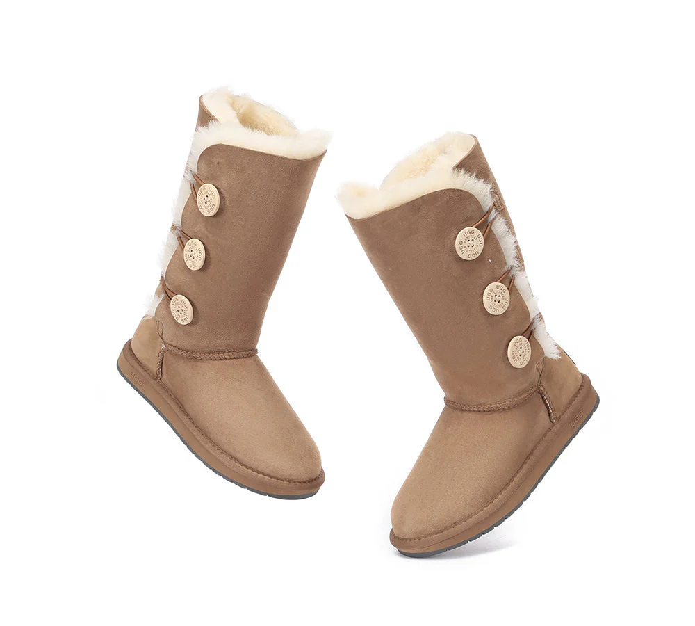 AUSTRALIAN SHEPHERD? UGG Boots Double Face Sheepskin Wool Tall Triple Button