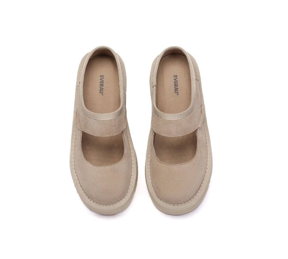 EVERAU? Women Leather Mary Jane Platform Sandals Moana