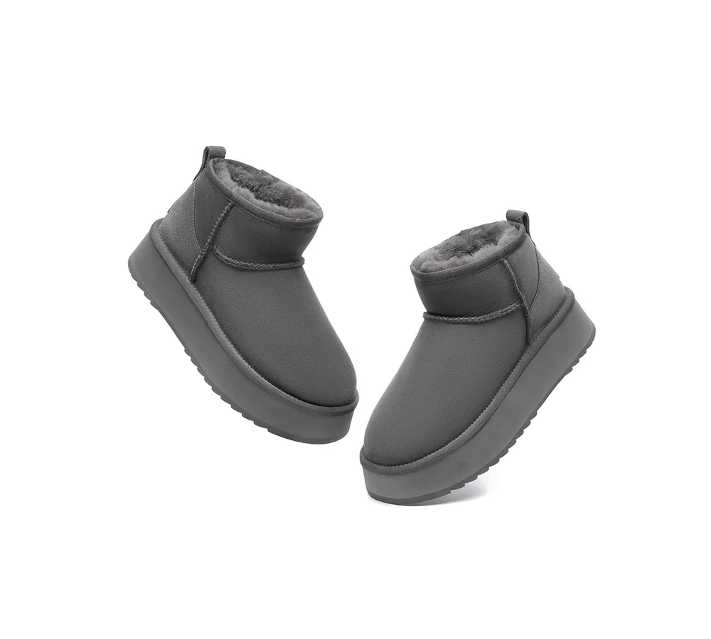 EVERAU? UGG Boots Sheepskin Wool Ankle Ultra Mini Platform