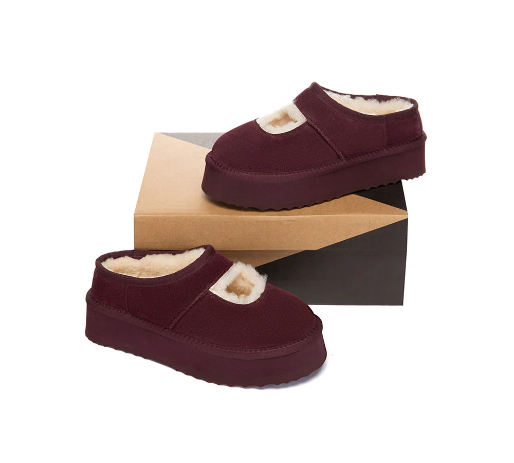 AUSTRALIAN SHEPHERD? UGG Slippers Sheepskin Wool Ankle Platform Carmella