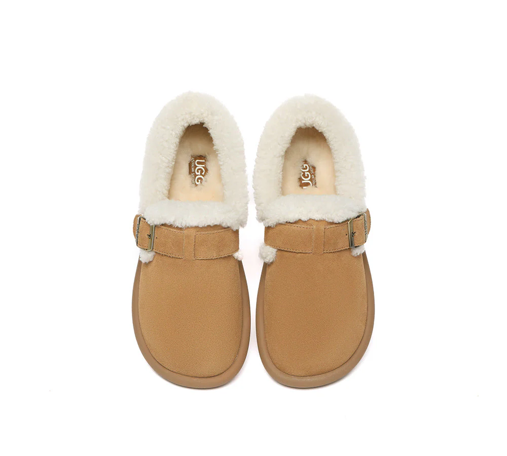 AUSTRALIAN SHEPHERD? UGG Slippers Sheepskin Wool Adjustable Strap Ankle Froim