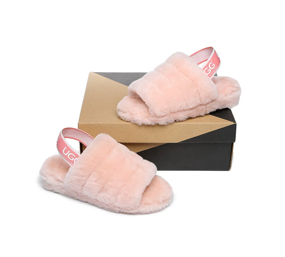 AUSTRALIAN SHEPHERD? UGG Women Slingback Fluffy Slides Puffy