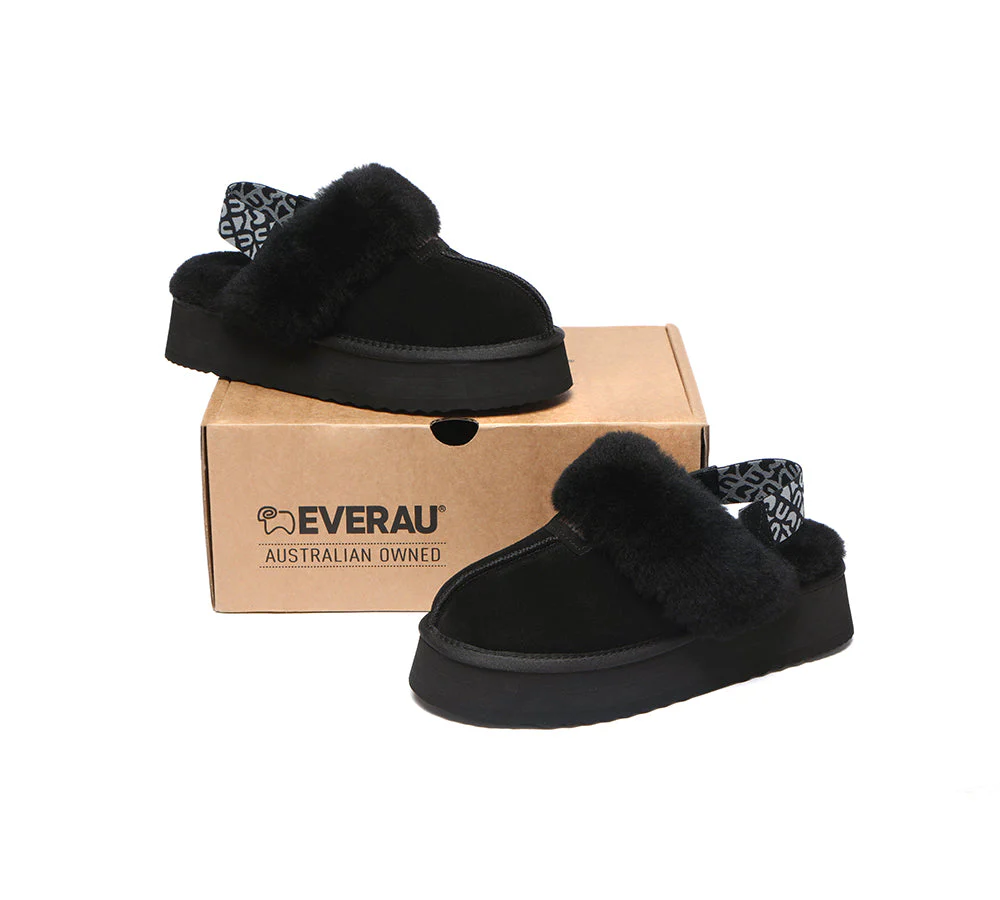 EVERAU? UGG Women Removable Strap Slingback Platform Slippers Forever
