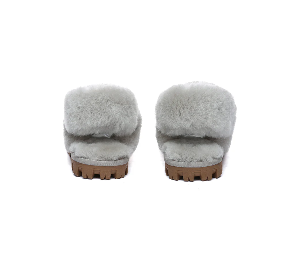 AUSTRALIAN SHEPHERD? UGG Women Slippers Removable Wool Fluffy Strap Slingback Waffle
