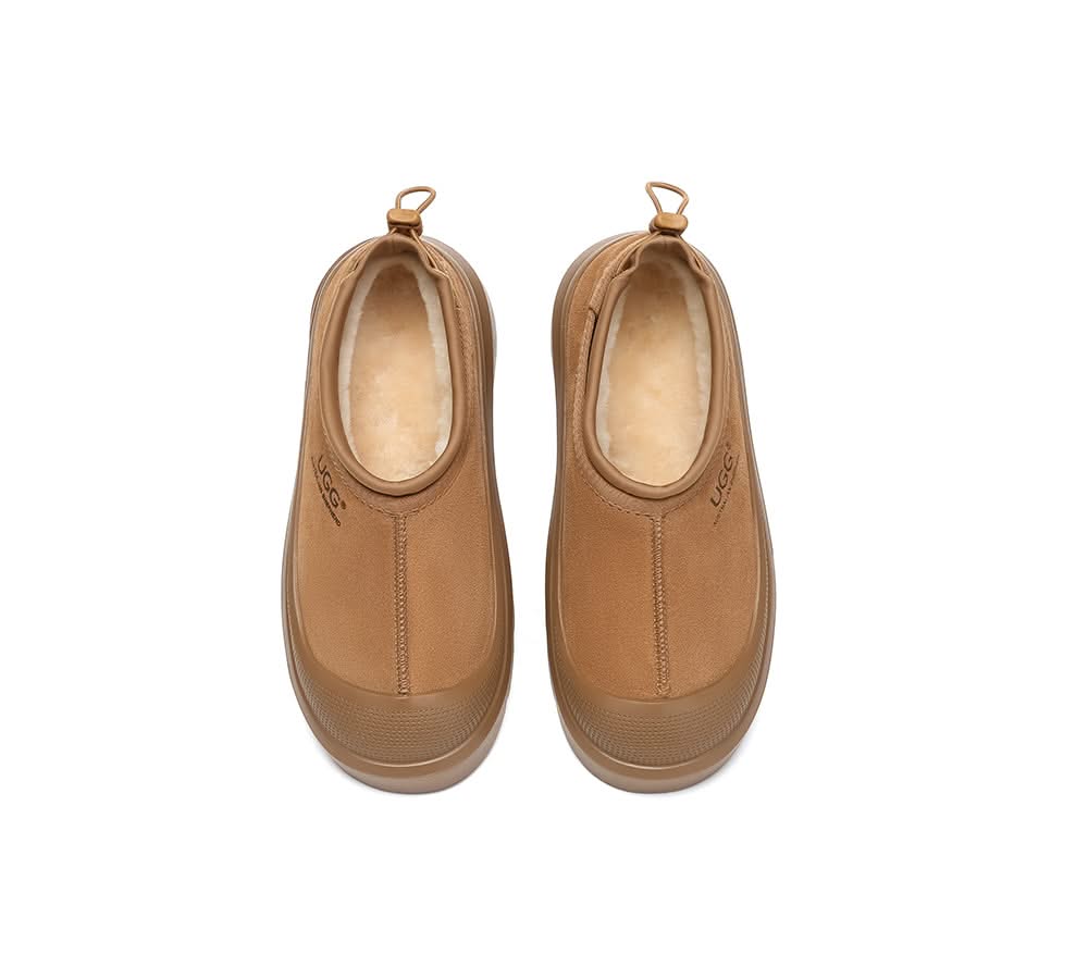 AUSTRALIAN SHEPHERD? UGG Slippers Sheepskin Wool Drawstring Chunky Platform Harlow