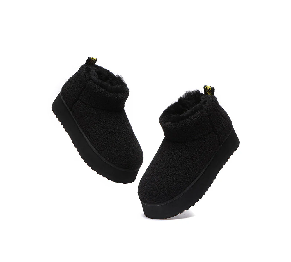 EVERAU? UGG Boots Sheepskin Wool Plush Ankle Ultra Platform Teddycozy