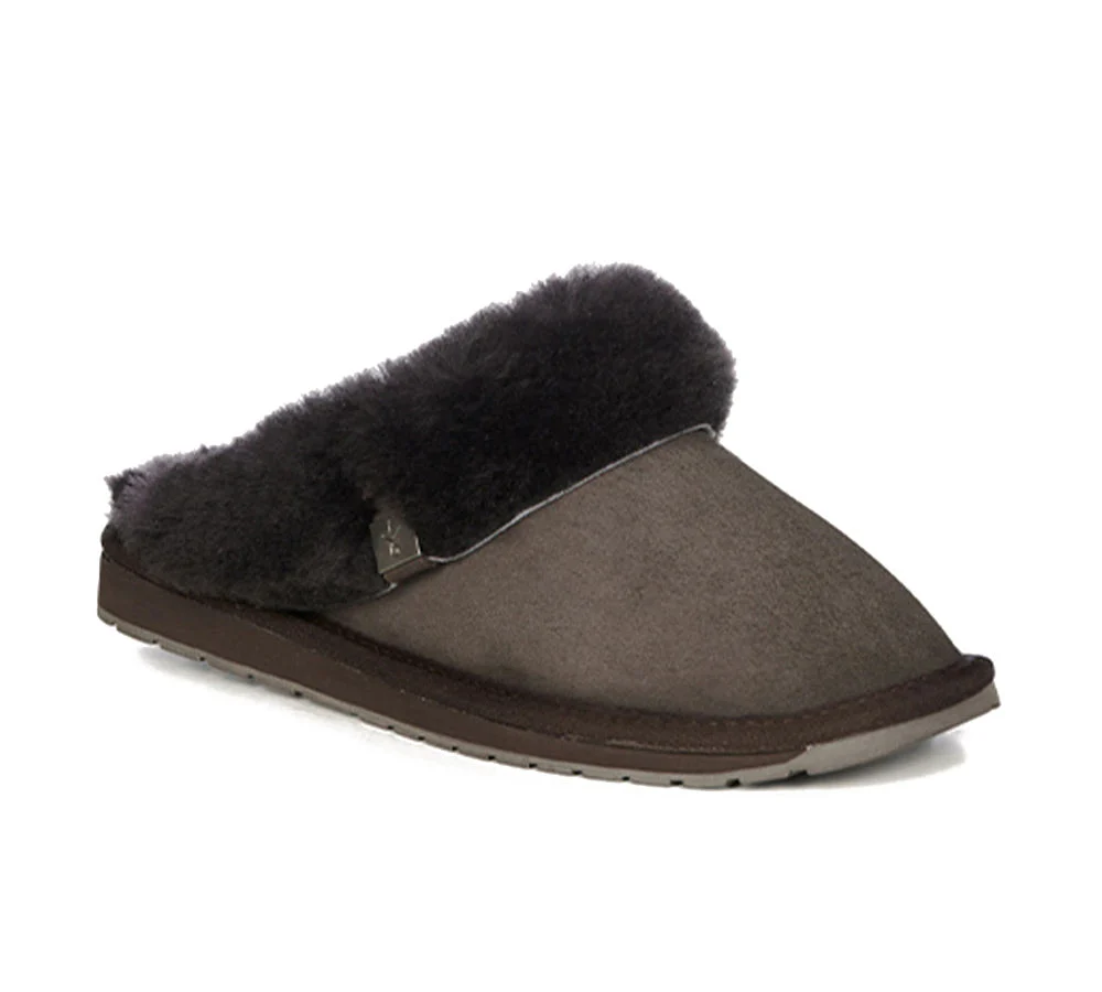 EMU? UGG Slippers Australian Made Sheepskin Wool Scuff Platinum Eden