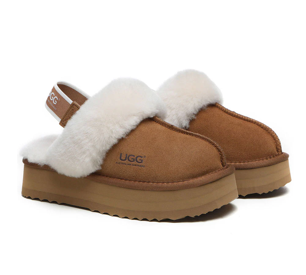 AUSTRALIAN SHEPHERD? 2-Way Style UGG Slippers Women Removable Strap Slingback Platform Muffin