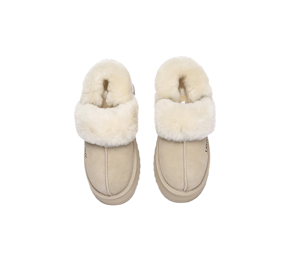 AUSTRALIAN SHEPHERD? UGG Slippers Women Removable Wool Strap Slingback Platform Musa