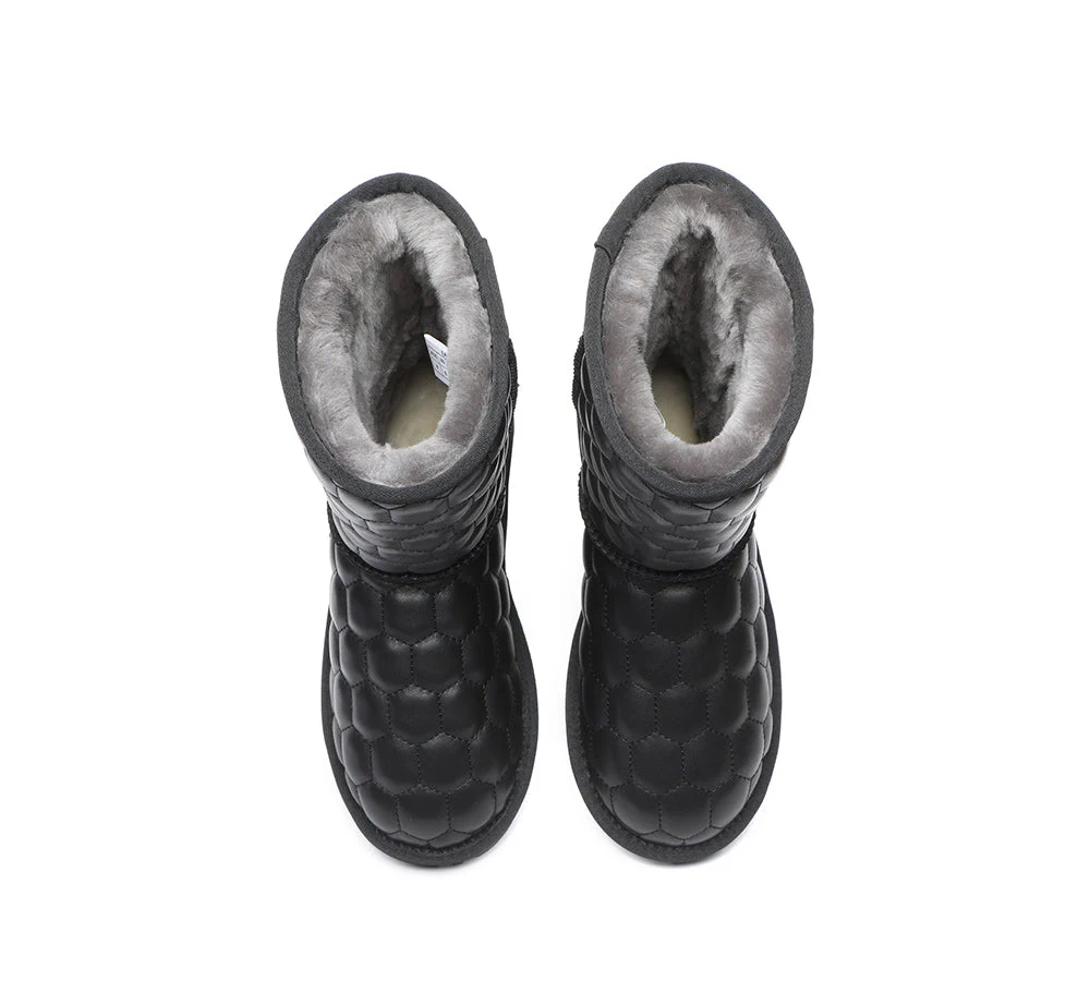 EVERAU? UGG Boots Sheepskin Wool Nappa Leather Short Howey