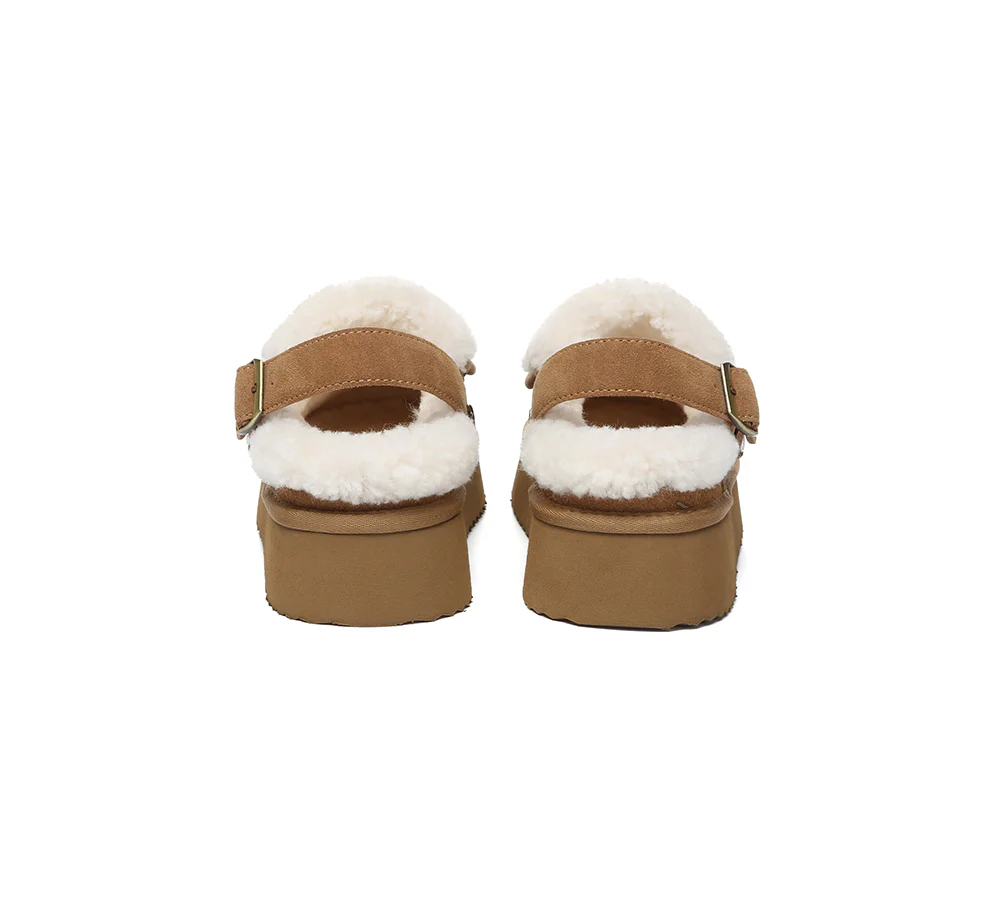 AUSTRALIAN SHEPHERD? UGG Slippers Sheepskin Wool Slingback Platform Tenley