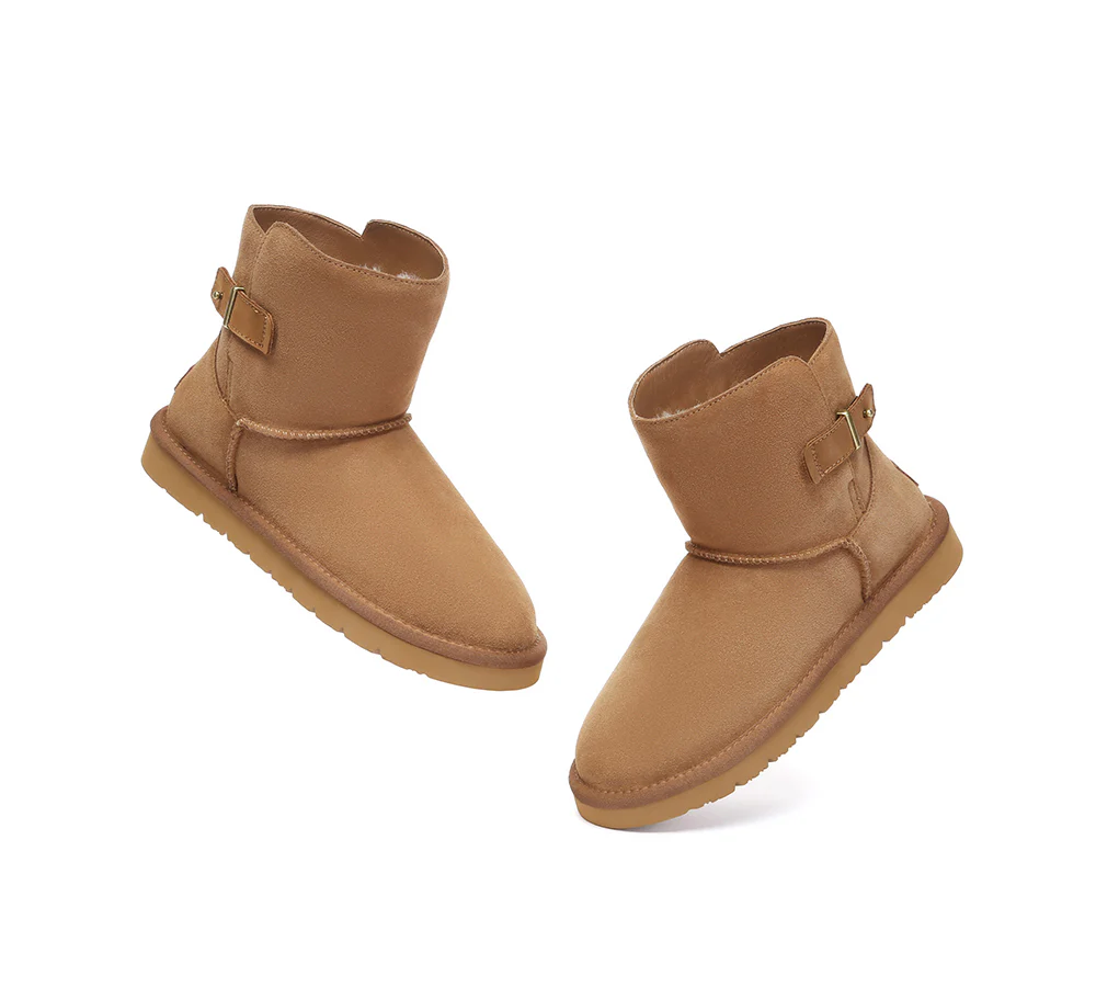 AUSTRALIAN SHEPHERD? UGG Boots Sheepskin Wool Buckle Ankle Mini Winza