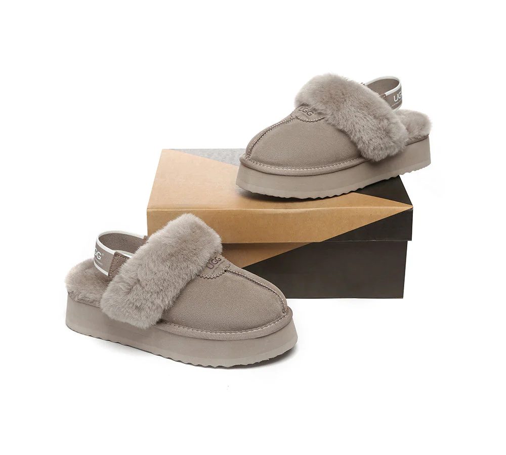 AUSTRALIAN SHEPHERD? UGG Slippers Women Removable Strap Slingback Platform Waffle