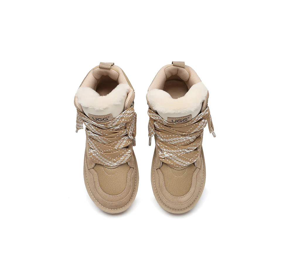 AUSTRALIAN SHEPHERD? UGG Boots Women Lace Up Ankle Platform Samir