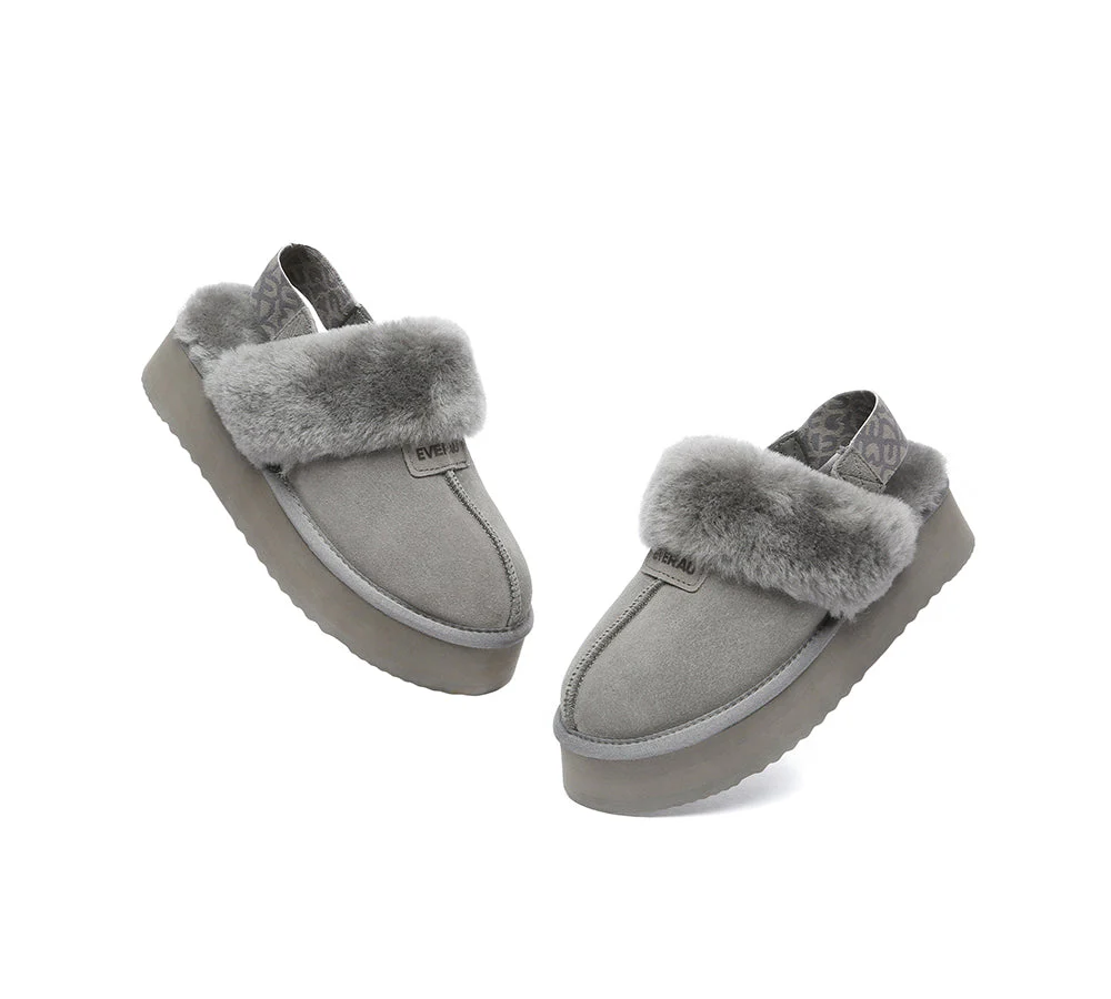 EVERAU? UGG Women Removable Strap Slingback Platform Slippers Forever