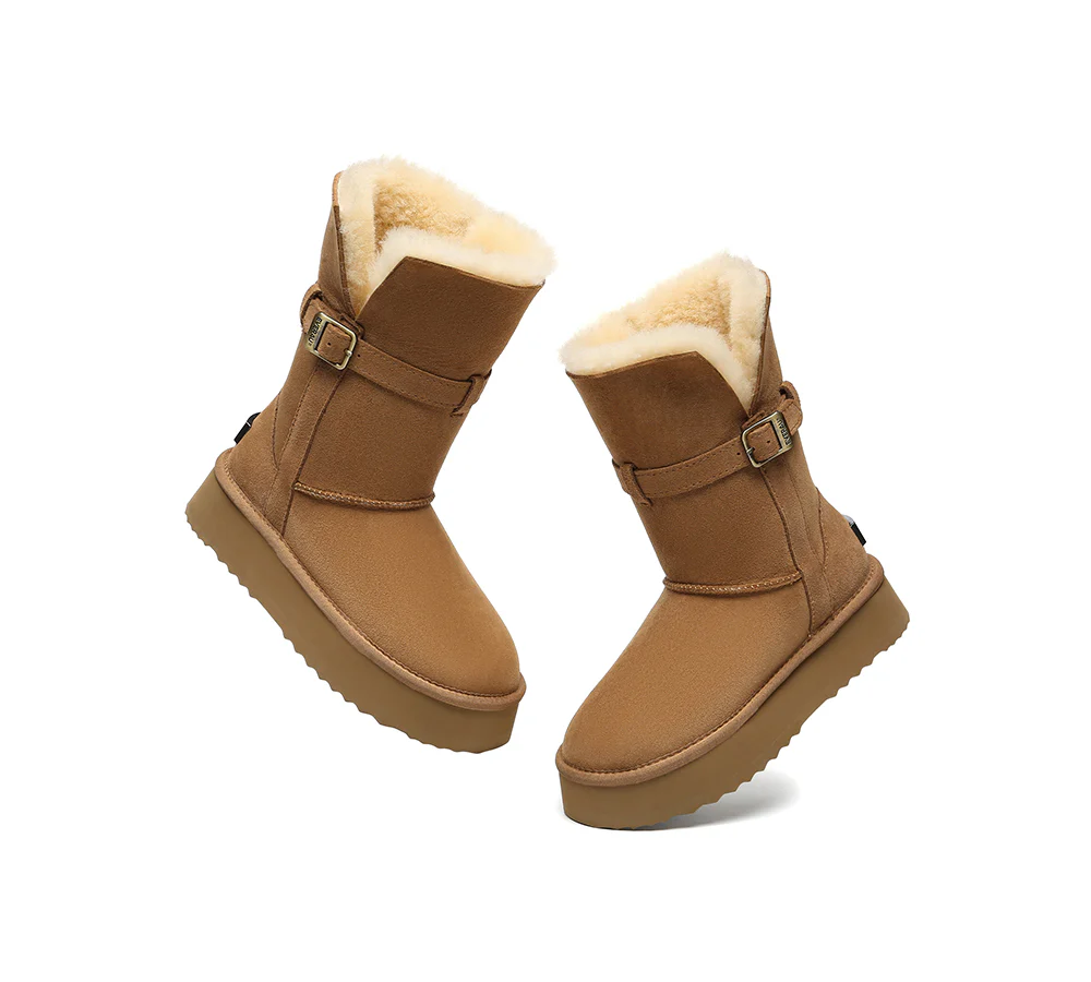 UGG EVERAU?  UGG Boots Women Sheepskin Wool Platform Short Valerie
